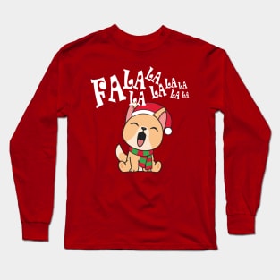 Cute Christmas Dog Singing Fa la la la Song Long Sleeve T-Shirt